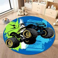 Free shipping! Monster Truck Design Rug for Kids' Playrooms round carpet for home sofa bedroom, gift Diameter -60cm