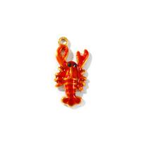 2 Pcs Waterproof 304 Stainless Steel Ocean Lobster Shrimp Jewelry Charms 18K Gold Plated Enamel Pendants For DIY Necklace Making