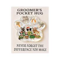 Christmas Hug Pet Groomer Appreciation Cards 2D Acrylic Hairdresser Souvenir Clear Inspirational Card Pocket For Dog Groomers