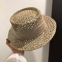 French Vacation Straw Hat Women'S Salty Straw Woven Concave Top Top Hat Summer Sun Protection Sun Hat Retro Versatile Casual High Sense M（56-58cm）