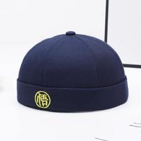 Beanie Melon Hat Hip Hop Style Street Trend Landlord Hat Men'S Four Seasons Versatile Retro Embroidered Tang Hat Adjustable tamsiai mėlyna spalva
