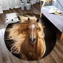 Free shipping  Vibrant Horse Motif Rug for Living Spaces  round carpet for home sofa bedroom,gift Diameter -60cm