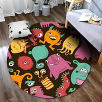 Free shipping Colorful Monster-Themed Rug for Playrooms and Kids' Bedrooms round carpet for home sofa bedroom,gift Diameter -60cm
