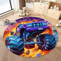 Free shipping Monster Truck Blast Off Rug for Kids' Playrooms round carpet for home sofa bedroom,gift Diameter -60cm