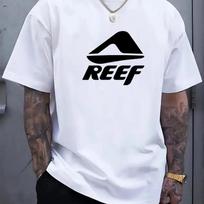 Geometric pattern REEF letter print crew neck short-sleeved T-shirt for men, summer  pure cotton fashion casual T-shirt XS balta