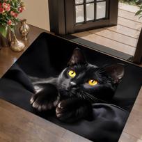 1Pcs Anti Fatigue Kitchen Rugs,  Black Cat Print Waterproof Non-Slip Thick Cushioned Kitchen Mat Heavy Duty Comfort Standing Mat for Kitchen 40*60cm