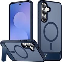 Fold Hidden Kickstand Clear Magnetic Case for Samsung Galaxy S26 S25 S24 Ultra Plus Anti-drop Skin Feel Wireless Charging Funda Galaxy S24 Ultra mėlyna