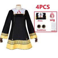 Anime Šnipų Šeima Anya Netikras Cosplay Kostiumas Mažylis Vaikai Anya Cospla Kawaii Juoda Suknelė Šventiniai Drabužiai Perukas Helovinas Moteris Mergaitė XXL-(Costume+Wig) black