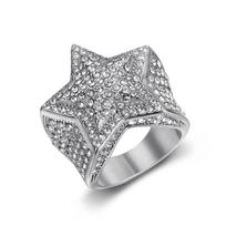 S925 silver ring new hip-hop trend fashion light luxury ring personalized domineering diamond five-pointed star ring 7