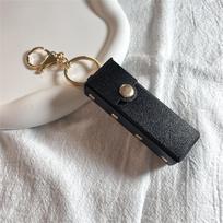 Lip Gloss Lipstick Bag Keychain Holder Solid Leather Chapstick Pouch Key Ring Portable Lip Balm Bottle Packaging Cover Key Chain geltona