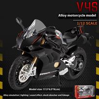 1/12 mastelio V4S tikro lydinio motociklo modelis statinis liejinio žaislas kolekcinis modelis dovana, tinkamas kolekcionuojamiems papuošalams gaminti juoda