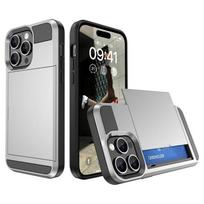 Telefono dėklas iPhone 16 15 14 Plus 13 12 11 Pro Max piniginė su kortelių laikiklio lizdu, slankioja kišenė, dvigubo sluoksnio apsauginis dangtelis For iPhone 15 Pro