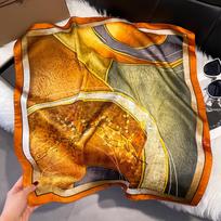 Prabangus Mados Raštas 70*70cm Šilkinė Kvadratinė Skarelė Moterims Minkštas Satino Plaukų Lankelis Kaklaskarė Kaklaraištis Moteriškas Galvos Lankelis Foulard Krepšio Kaspinas