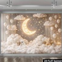 2D Soft Cloud Moon Star Backdrop Baby Newborn Photo Booth Banner 47.2x31.5inch/120*80cm