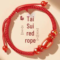 Ben Ming Nian Red Agate Zodiac Bracelet High-quality Cotton Rope