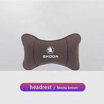 Car Seat Headrest Leather Memory Cotton Neck Pillow For Skoda Octavia Superb Rapid Kodiaq Karoq Scala Fabia Kamiq Vision RS Yeti