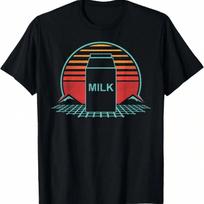 Milk Carton Retro Dairy Lover Vintage 80s Style Gift T-Shirt S įvairiaspalvis