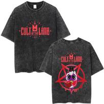 Washed Vintage Game Cult of The Lamb Funny Graphic T-shirt Men Women Casual Cotton T-shirts Men's Oversized Short Sleeve T Shirt S