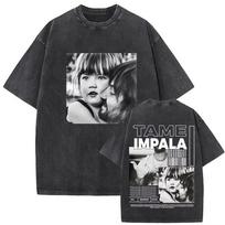 Tame Impala Deadbeat Tour 2026 Album Merch T-shirt Mens Clothing Retro Washed Cotton T Shirt Fashion Oversized Short Sleeve Tees S įvairiaspalvis