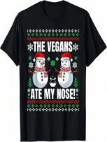 The Vegans Ate My Nose Christmas Pajama Snowman Vegetarian T-Shirt S