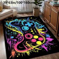 Rainbow Game Controller Christmas Pattern Rug - Non-slip Decor Mat for Living Room Bedroom Hallway Door Home Entrance 50x80cm