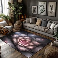 Tuniu Floral Galaxy Rug, Dark Pink Rose Pattern Non-Slip Home Floor Carpet Mat for Living Room Bedroom 50x80cm