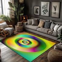 Tuniu Vibrant Abstract Round Rug, Non-Slip Home Floor Mat, Decorative Area Rug for Living Room Bedroom 50x80cm
