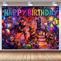 2D FNAF veikėjų vakarėlio fonas vaizdo žaidimų tematikos gimtadienio renginiams 47.2x31.5inch/120*80cm