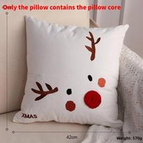 Christmas Scene Decor Hug Pillow With Santa Snowman And Reindeer For Holiday Home Display White Reindeer
