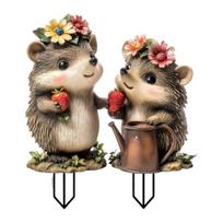 Cartoon Hedgehog Garden Stake Decoration, 2D Acrylic Animal Yard Sign, Outdoor Courtyard Lawn Pathway Animal Shape Ornament A