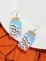Halloween Laser Acrylic Skull Jar Drop Earrings for Women New Iridescent Ghost Bottle Long Earring Hallowmas Party Jewelry Gifts