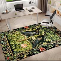1pc William Morris-style raven Carpet Rug for Living Room Bedroom Home Sofa Decoration,Kids play Non-slip Floor Mat 40x60cm( 15x23in )