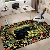 1pc Medieval cats and deer Carpet Rug for Living Room Bedroom Home Sofa Decoration,Kids play Non-slip Floor Mat 40x60cm( 15x23in )