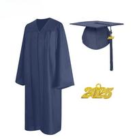 Adult Graduation Gown Set Bachelor Master Doctoral Degree College Student Formal Attire 39 tamsiai mėlyna spalva