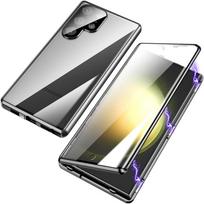 For Samsung Galaxy S22 S23 S24 FE S25 Ultra Plus Metal Magnetic Phone Case 360° Full Screen Protection HD Glass Shockproof Cover PC&Galaxy S25+