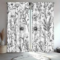 2 vnt. Senovinio botaninio rašto užuolaidos, poliesterio audinys, skalbiamos mašinoje, tinkamos svetainės/miegamojo dekoravimui 130×210 gray