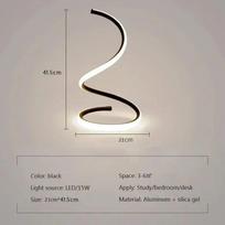 Modern LED Table Lamp Desk Decor Lamp Black Gold Spiral Line Light Bedroom Bedside Desk Living Room Dining Room Indoor Lighting Warm white&EU