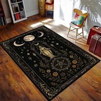 Floral Luna with Moon and Butterfly Rug, Boho Botanical & Celestial Carpet for Nature Lovers, Meditation Rooms Living Room Decor 50X80CM