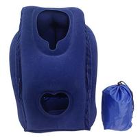Inflatable Air Cushion Travel Pillow for Airplane Office Nap Rest Neck Head Chin 30*35*50cm mėlyna
