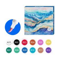 12/24/36/48 Color Acrylic Paint Pen Brush Tip Acrylic Paint Marker for Student Journaling Painting Coloring Card Making