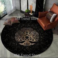 Viking Valknut Tree Life Round Area Rug Carpet Mat for Living Room Bedroom Sofa Playroom Decor Non-slip Floor Mat Dropshipping Diameter 60cm