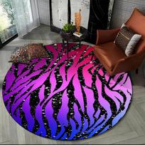 Pink Zebra Stripe Print Round Rug Animal Skin Patterns Circle Carpet Home Living Room Bedroom Dorm Decor Floor Mat Chair Mat 60