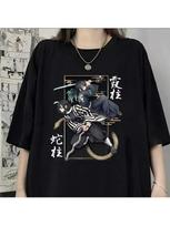 Iguro Obanai Tokitou Muichirou2025 Summer Printed Anime Fashion Crewneck Casual Loose Anime Wo Top T-Shirt S įvairiaspalvis