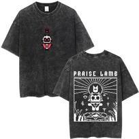 Washed Vintage Game Cult of The Lamb Graphic Print T-shirt Men Women Casual Cotton Oversized T-shirts Cosplay Player T Shirts S