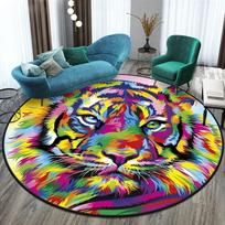 Tiger Round Rug Floor Mats Living Room Rugs Kids  Decor Gifts Restroom     Prayer  Area 60cm