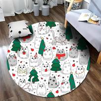 Free shipping! Whimsical Cat and Christmas Tree Rug for Festive Homes round carpet for home sofa bedroom, gift Diameter -60cm