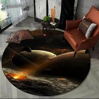 Earth Space Fixed Stars Galaxy Round Rug Cosmic Planet Circle Carpet Teens Bedroom Living Floor Mat Home Decor Doormat Chair Pad 60cm x 60cm