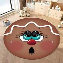 Free shipping! Round Gingerbread Face Rug for Festive Atmosphere round carpet for home sofa bedroom, gift Diameter -60cm