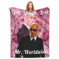 Mr. Worldwide Pitbull Dollar Music Flannel Blanket Singer Super Soft Throw Blanket for Chair Sofa Bed Bedspread Sofa Bed Cover 130x150cm
