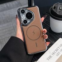 For Huawei Pura 70 / 70 Pro / 70 Ultra electroplated phone case, leather-like surface design, magnetic wireless charging Huawei Pura 70 Ultra ruda
